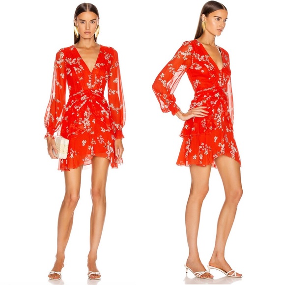 NICHOLAS Dresses & Skirts - NWT NICHOLAS | Floral Print Long Sleeve Silk Minidress